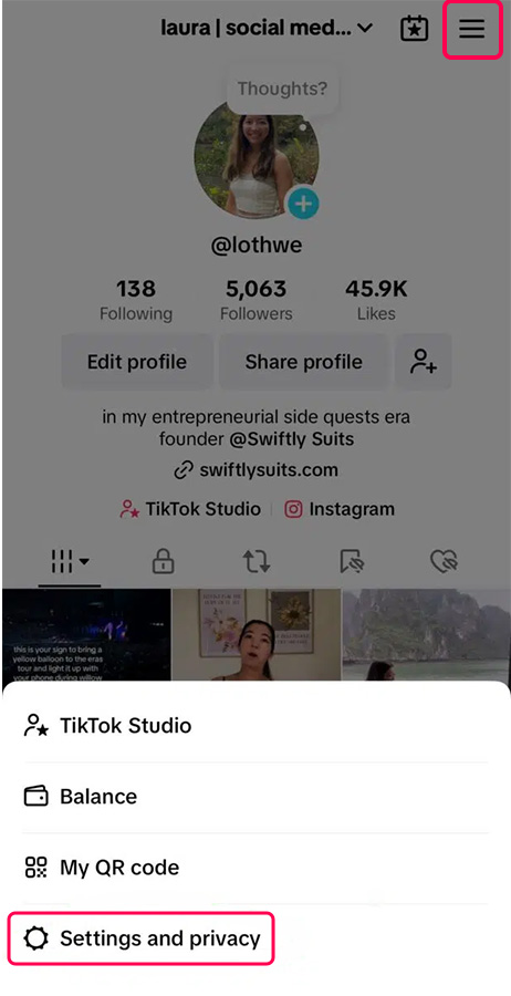 go to “Settings and privacy”