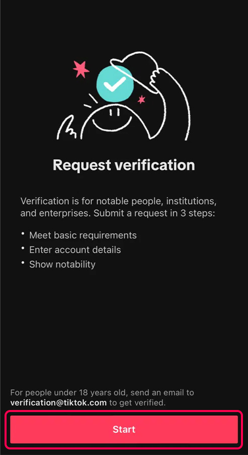 tap “start” and follow the prompts to “submit your request”