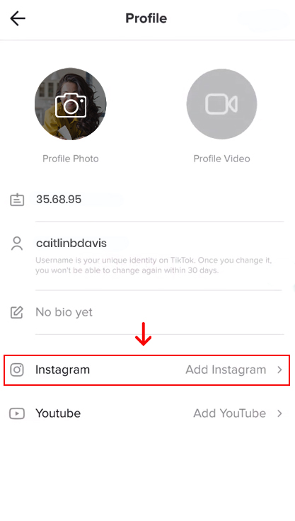 ADD INSTAGRAM TO YOUR PROFILE Button