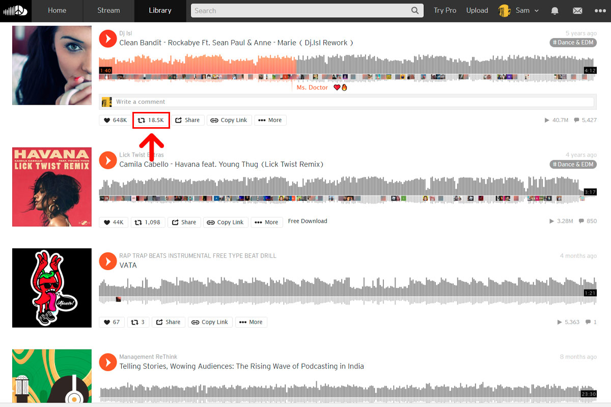 Repost SoundCloud on desktop 2