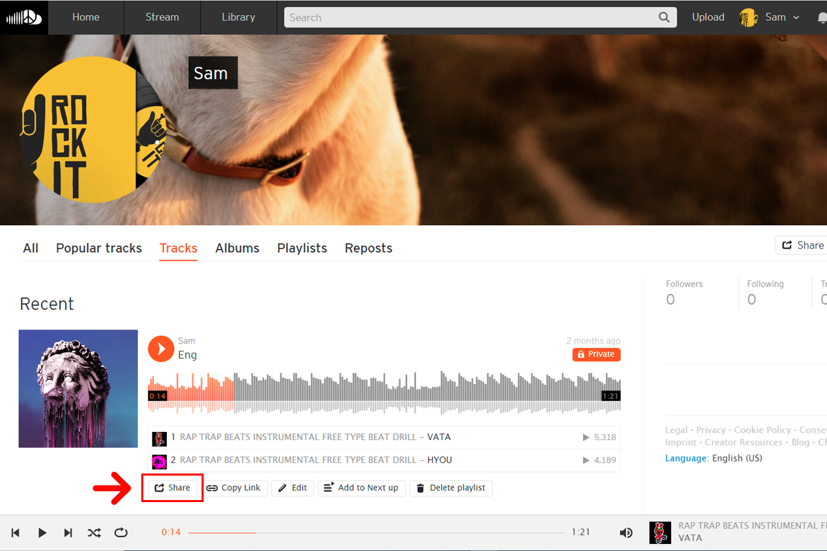 Share Private SoundCloud Track using Device 4
