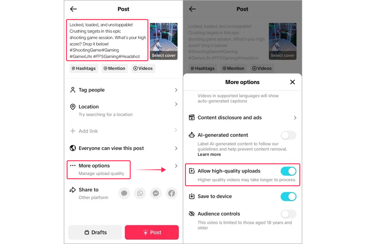 allow high quality uploads