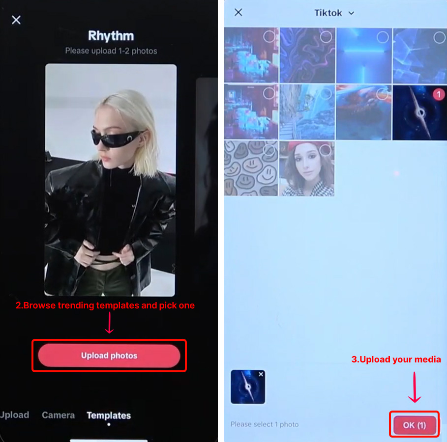 browse your template and upload your media