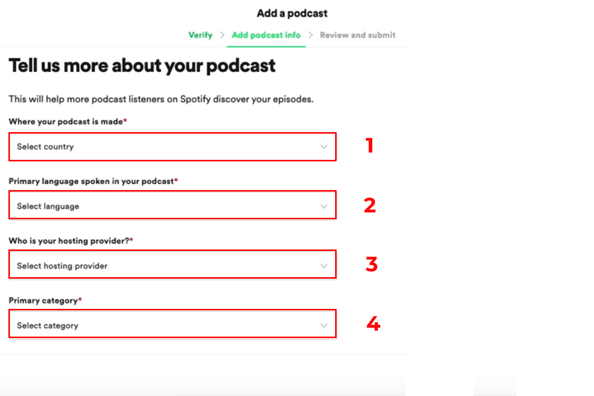 Fill Up Your Podcast Details