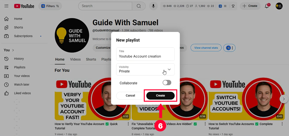 click create