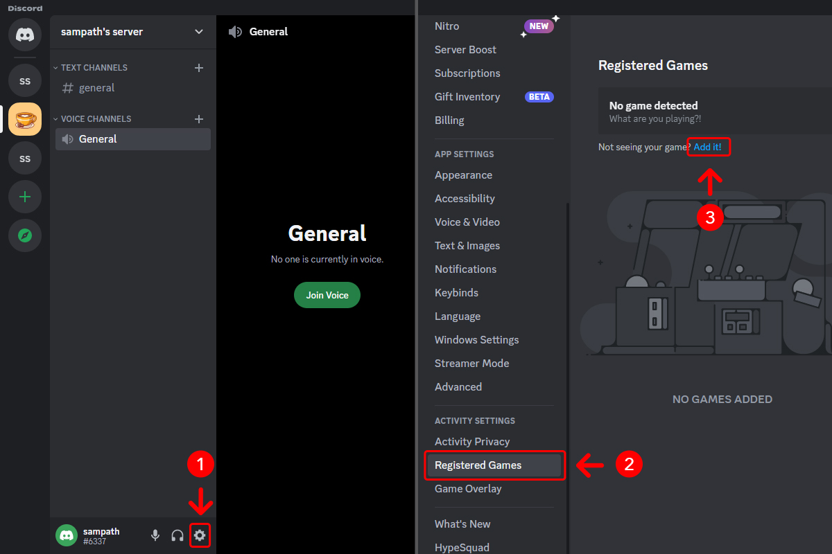 how to add a game to discord step 1,2&3