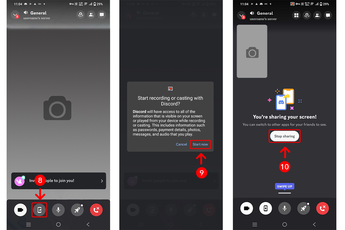 how to stream on discord mobile steps 8 to 10