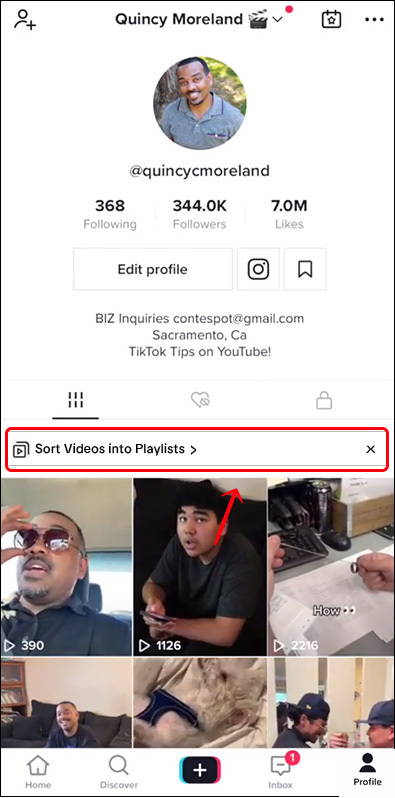 tap sort videos into playlists