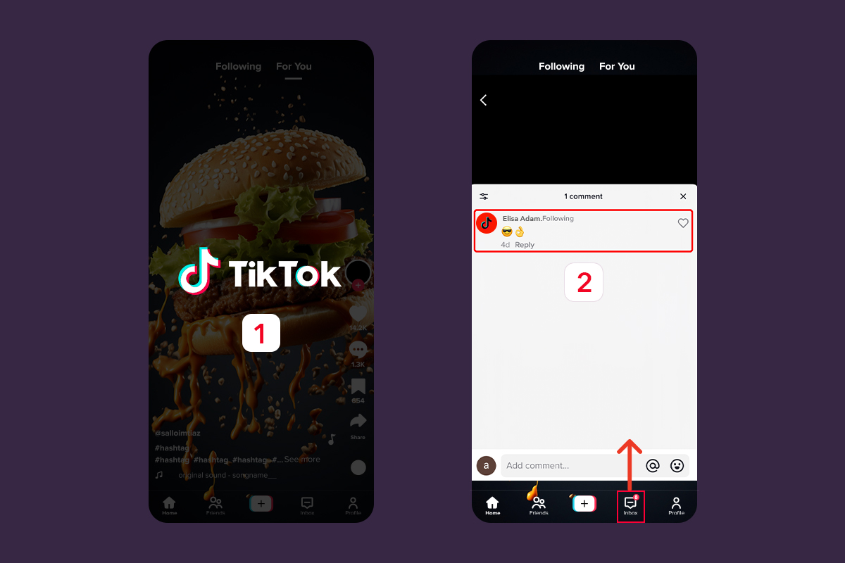 how to reply with a video on TikTok via android step 1 & 2