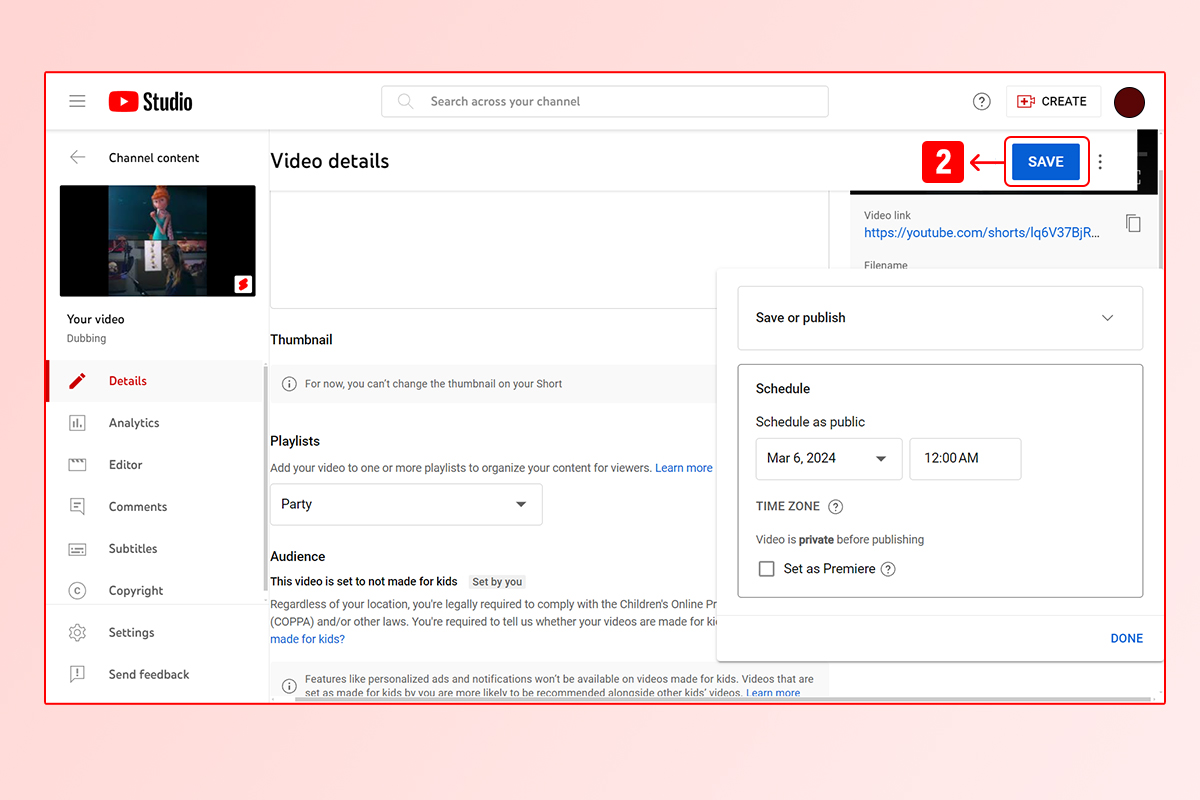 edit your scheduled YouTube video step 2