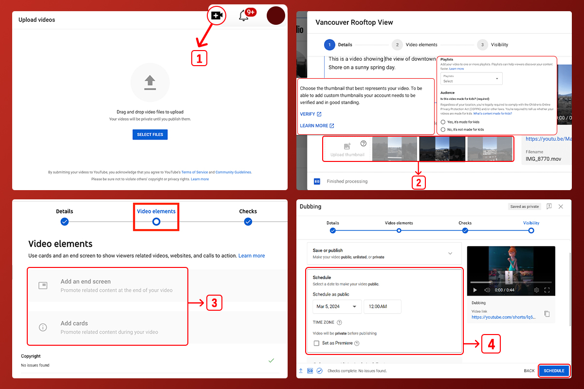 how to schedule your YouTube videos on desktop steps