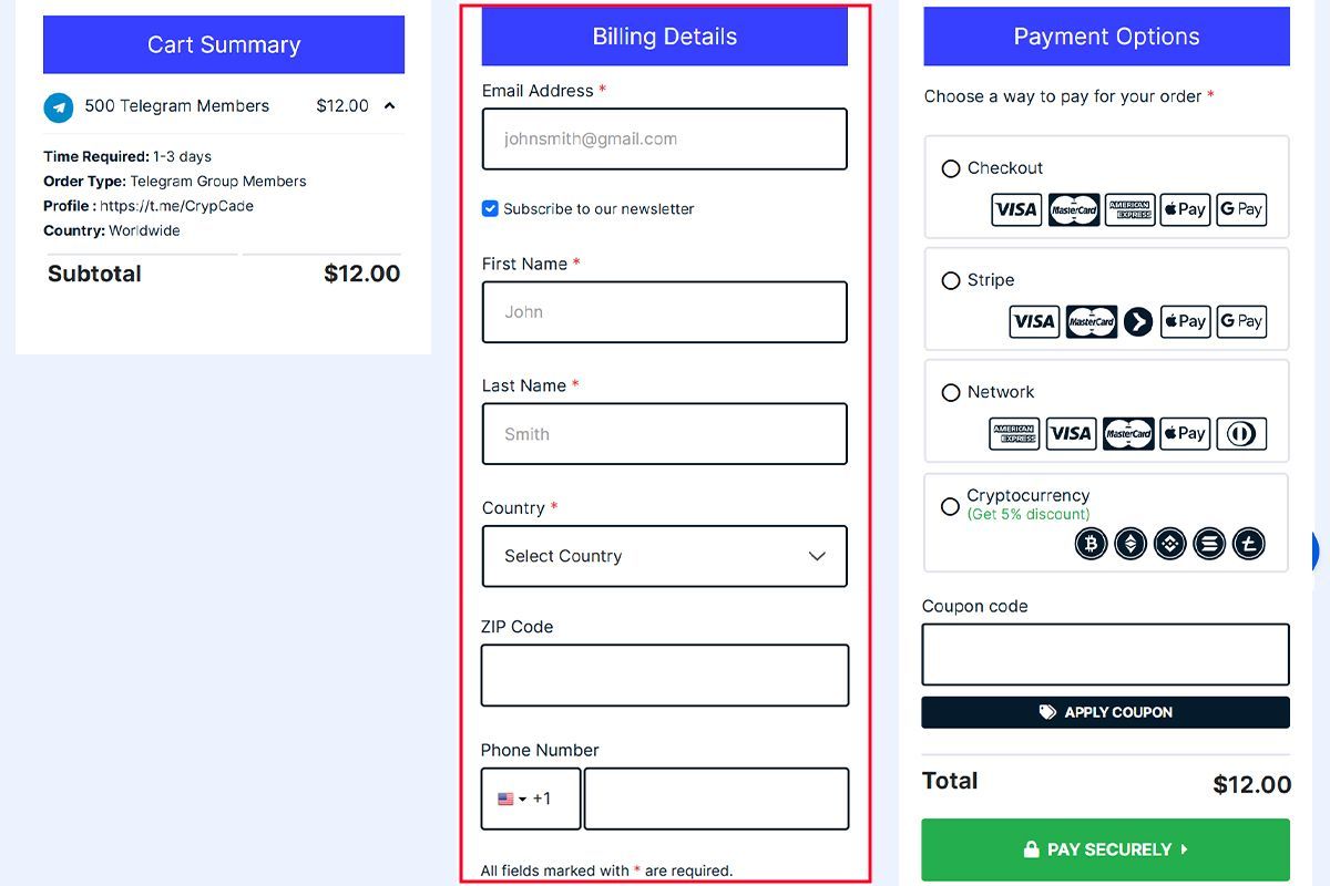enter your billing information enter your billing information