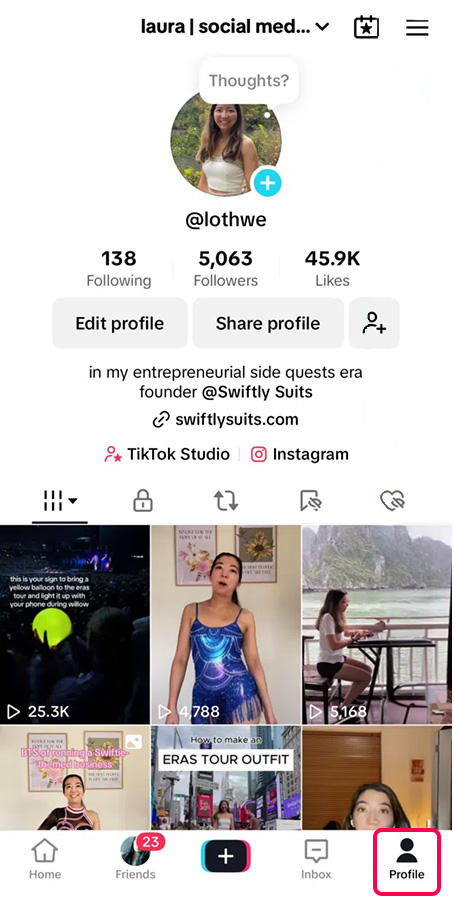 open the tiktok app and tap “profile”