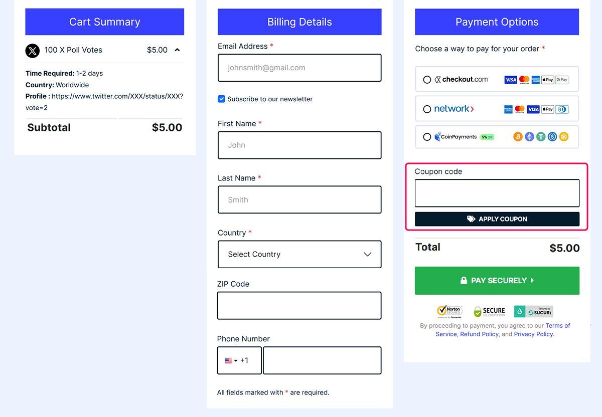 apply coupon code x poll votes apply coupon code x poll votes