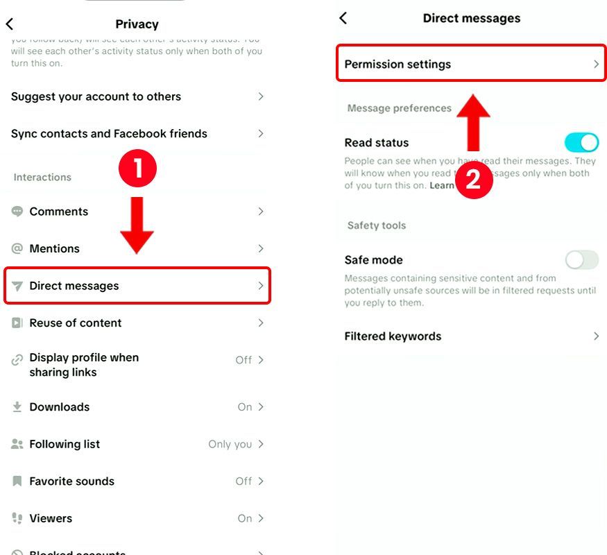 choose the permission settings choose the permission settings
