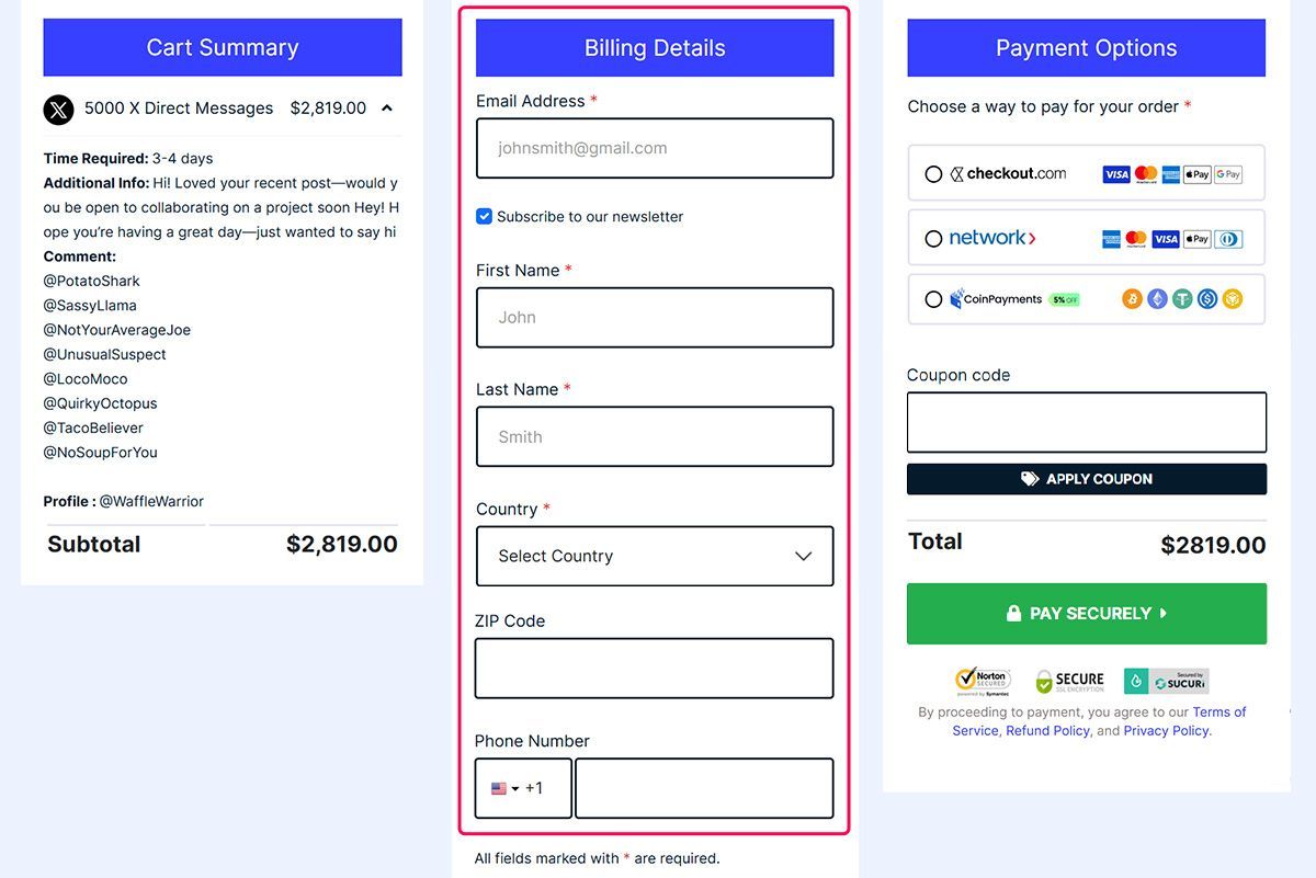 enter your billing details enter your billing details