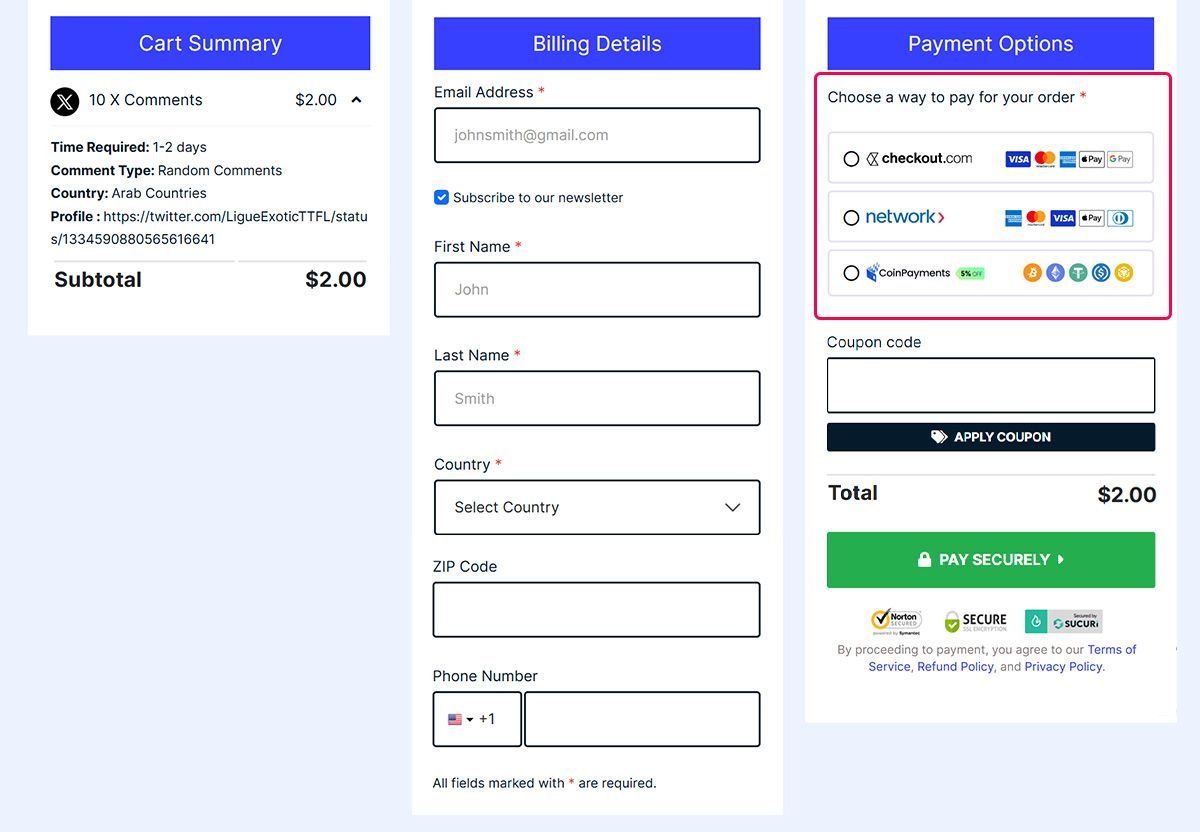 select payment gateway x comments