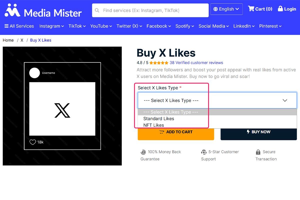 select x likes type