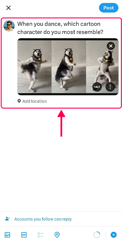write your post or add media if desired