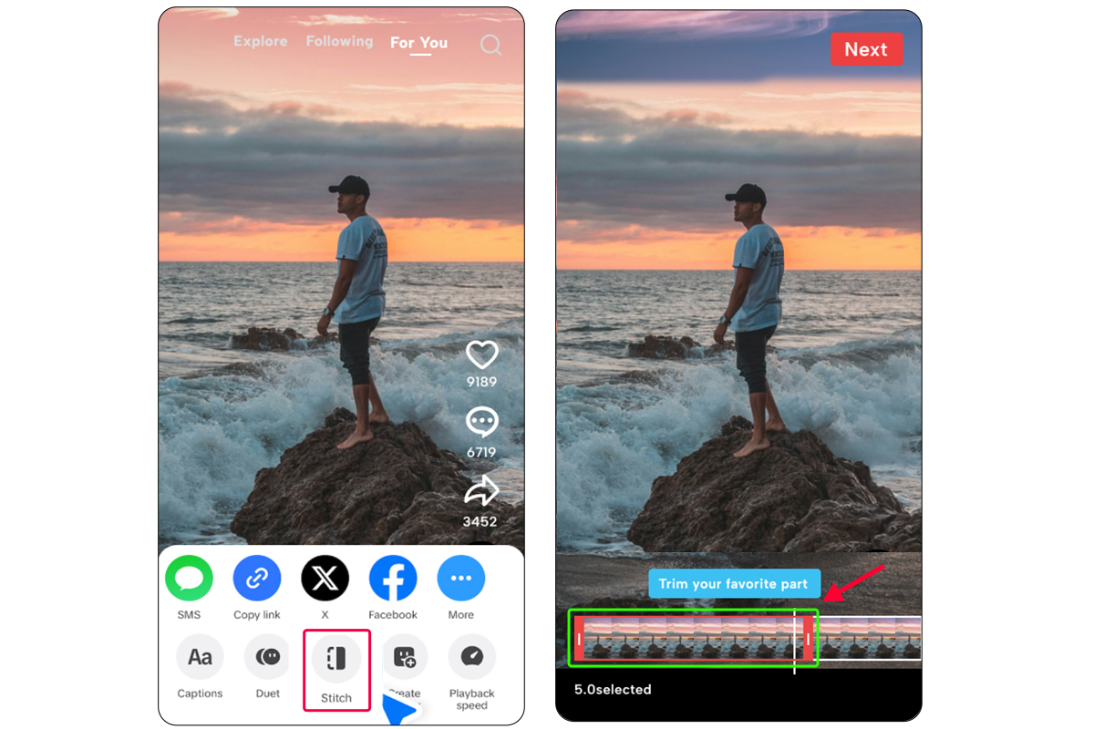 click stitch and record your response