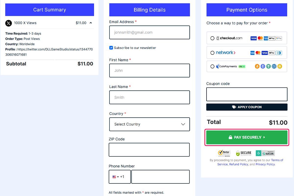 complete the payment of your x views complete the payment of your x views