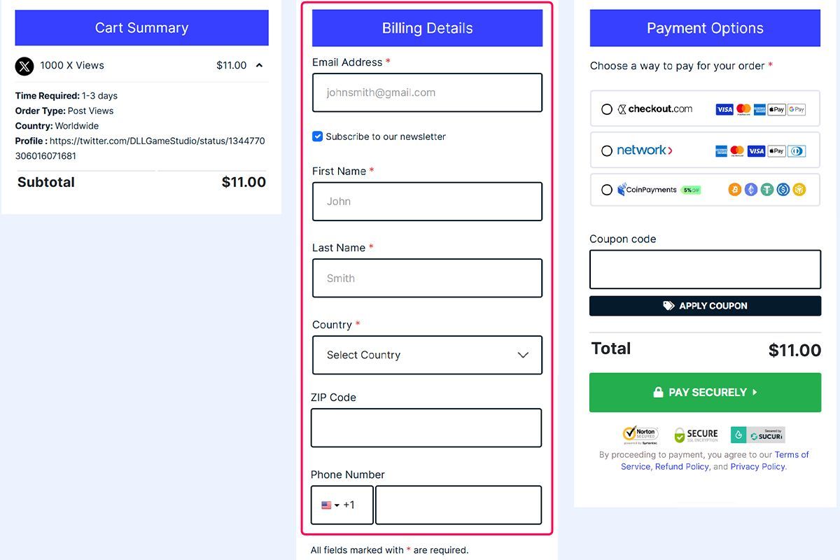 provide your billing information to get x views provide your billing information to get x views