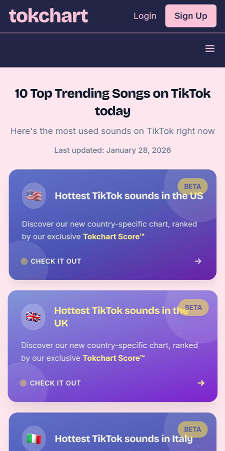 use tokchart to find popular tiktok songs