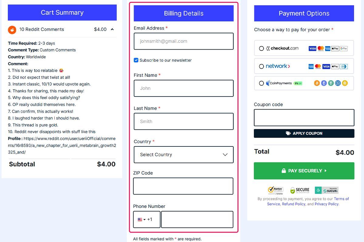 provide your billing information provide your billing information