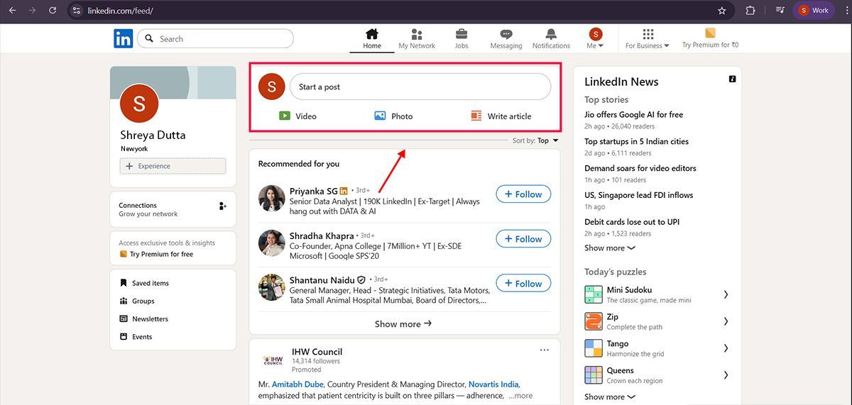 start a linkedin post start a linkedin post
