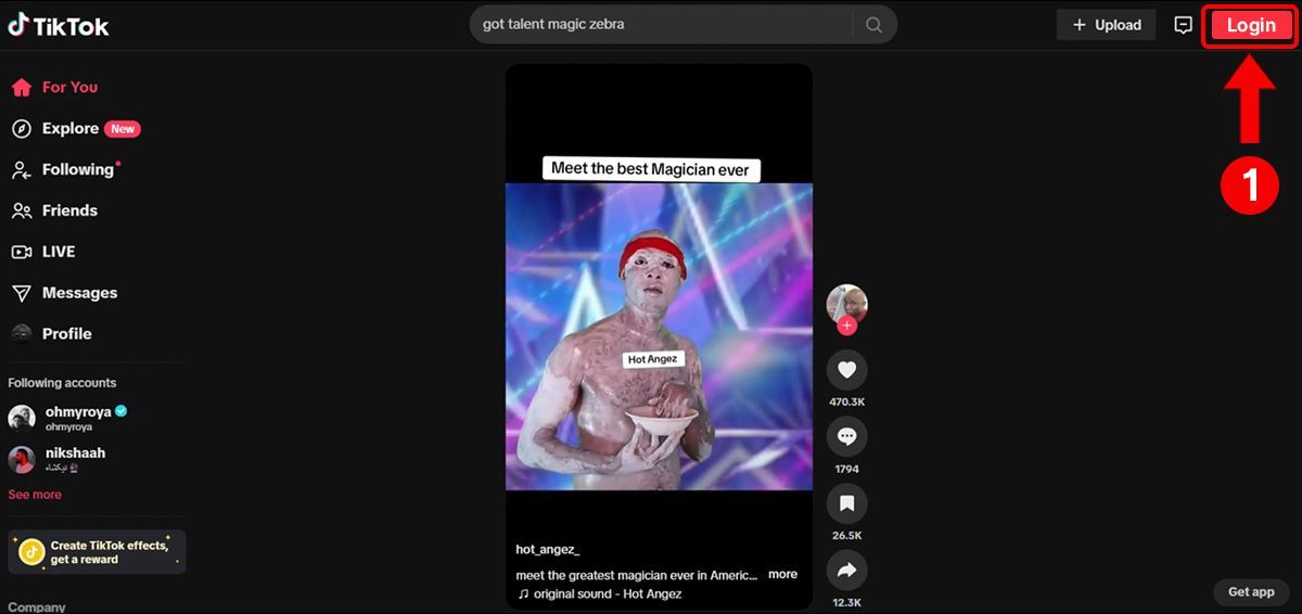 Acceder a las estadísticas de TikTok desde el ordenador Paso 1 Acceder a las estadísticas de TikTok desde el ordenador Paso 1