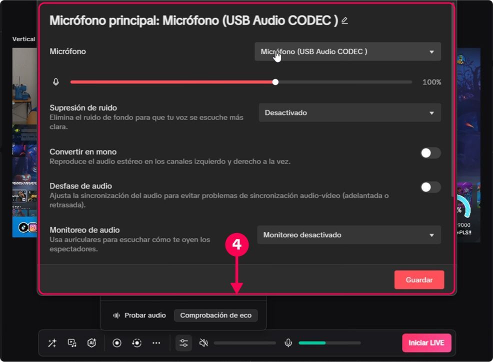 para transmitir en vivo en tiktok desde desktop - paso 4