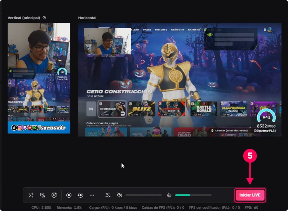 para transmitir en vivo en tiktok desde desktop - paso 5